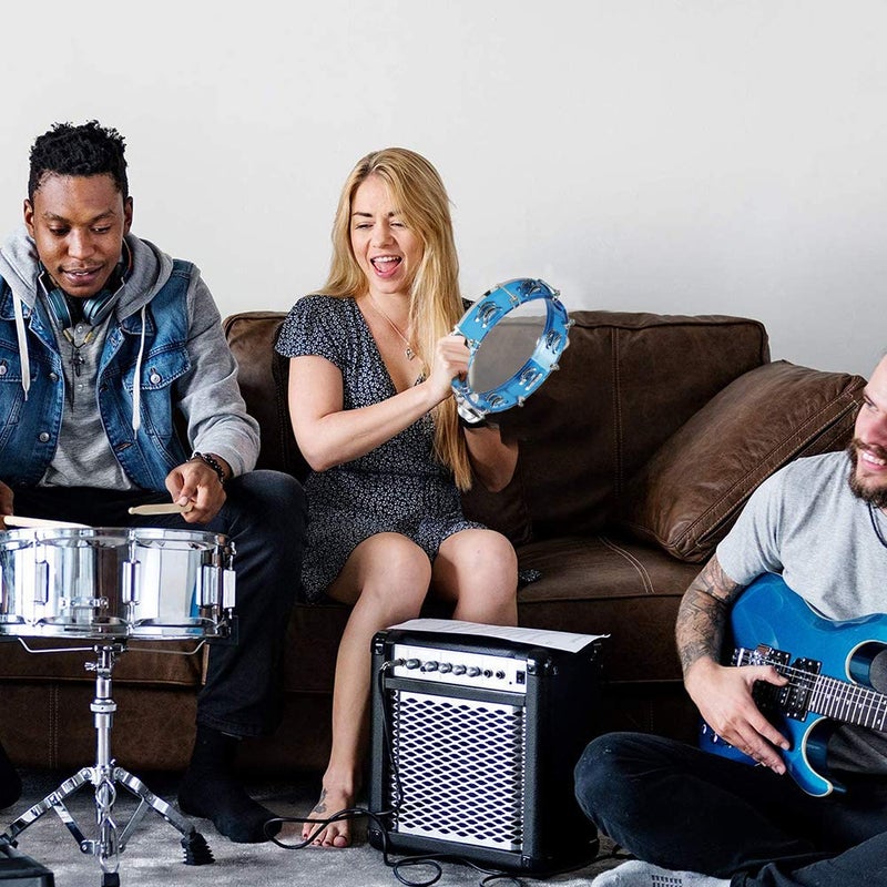 ENNBOM Tambourine Adjustable Tone Hand Drum Double Row Metal Jingles Hand Bell Performance Level Handheld Percussion (Blue) - Image 5